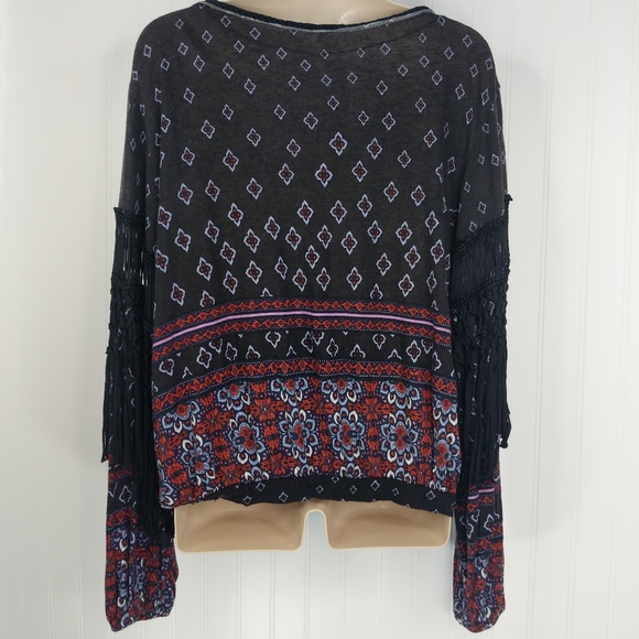 FREE PEOPLE Macra Maze Me Fringed Peasant Top XS - Picture 10 of 16